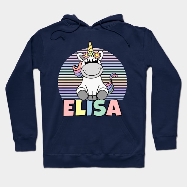 Elisa First Name Cute Unicorn Rainbow Hoodie by xsylx